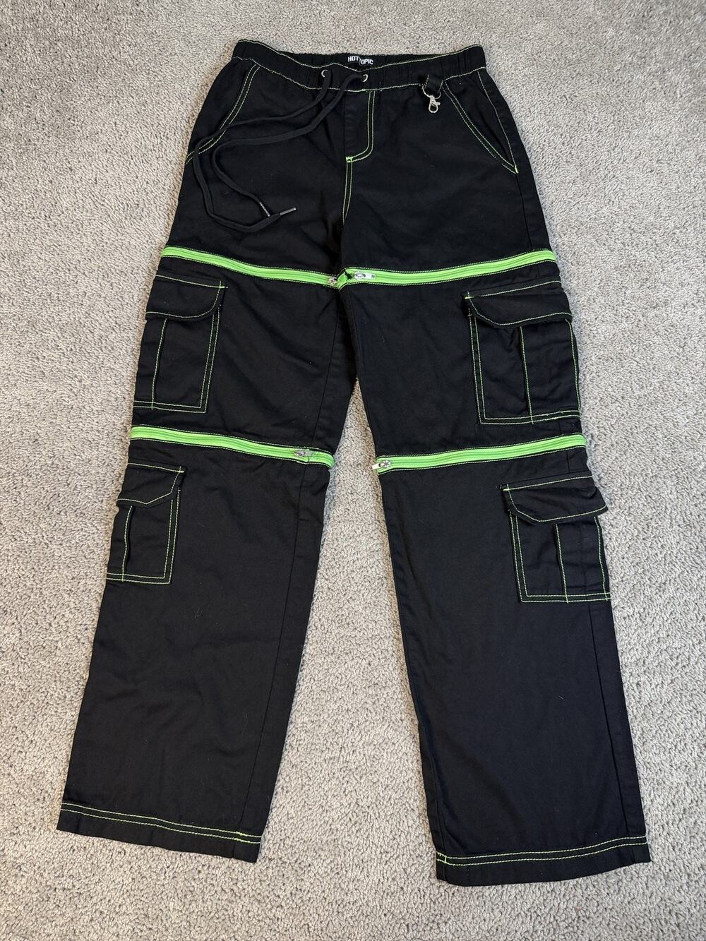 Hot Topic Pants Womens 3 Black Goth Skater Double Zip Off Convertible Cargo